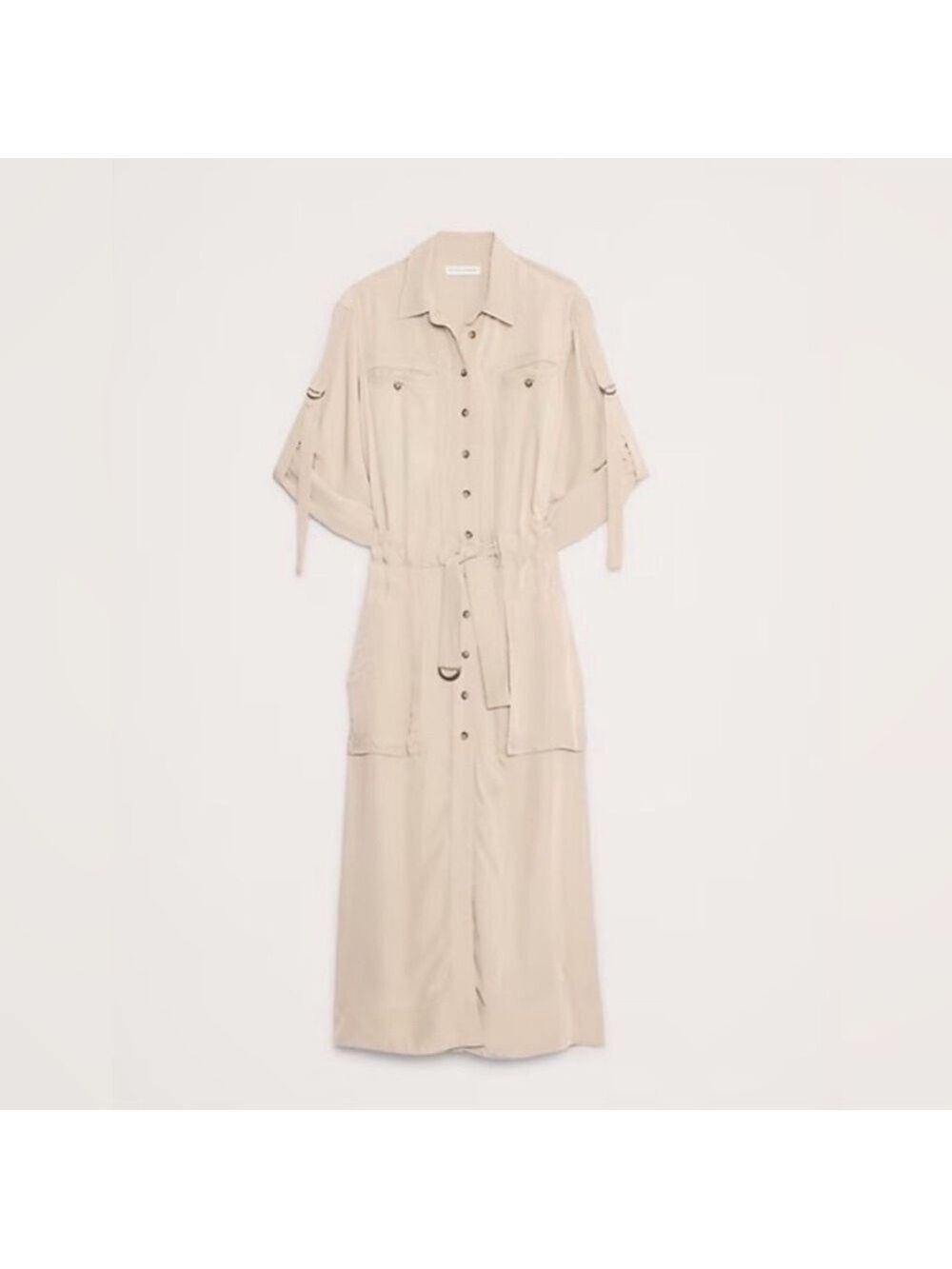 Banana Republic Archive Cashew Drapey Utility Safari Shirt Dress NWOT  Lagenlook - Picture 4 of 4